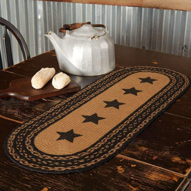 Farmhouse Jute Braided Table Runners Stencil Stars - The Fox Decor